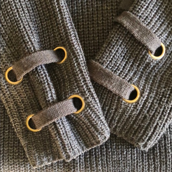 Lace-Up oversized Sweater Tunic - Charcoal Grey - Picture 5 of 7